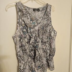 a.n.a Gray and Blue Patterned Sleeveless Blouse